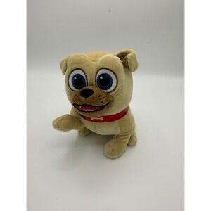 Disney Junior Puppy Dog Pals Rolly Pug Small Plush Tan Dog Red Collar Toy